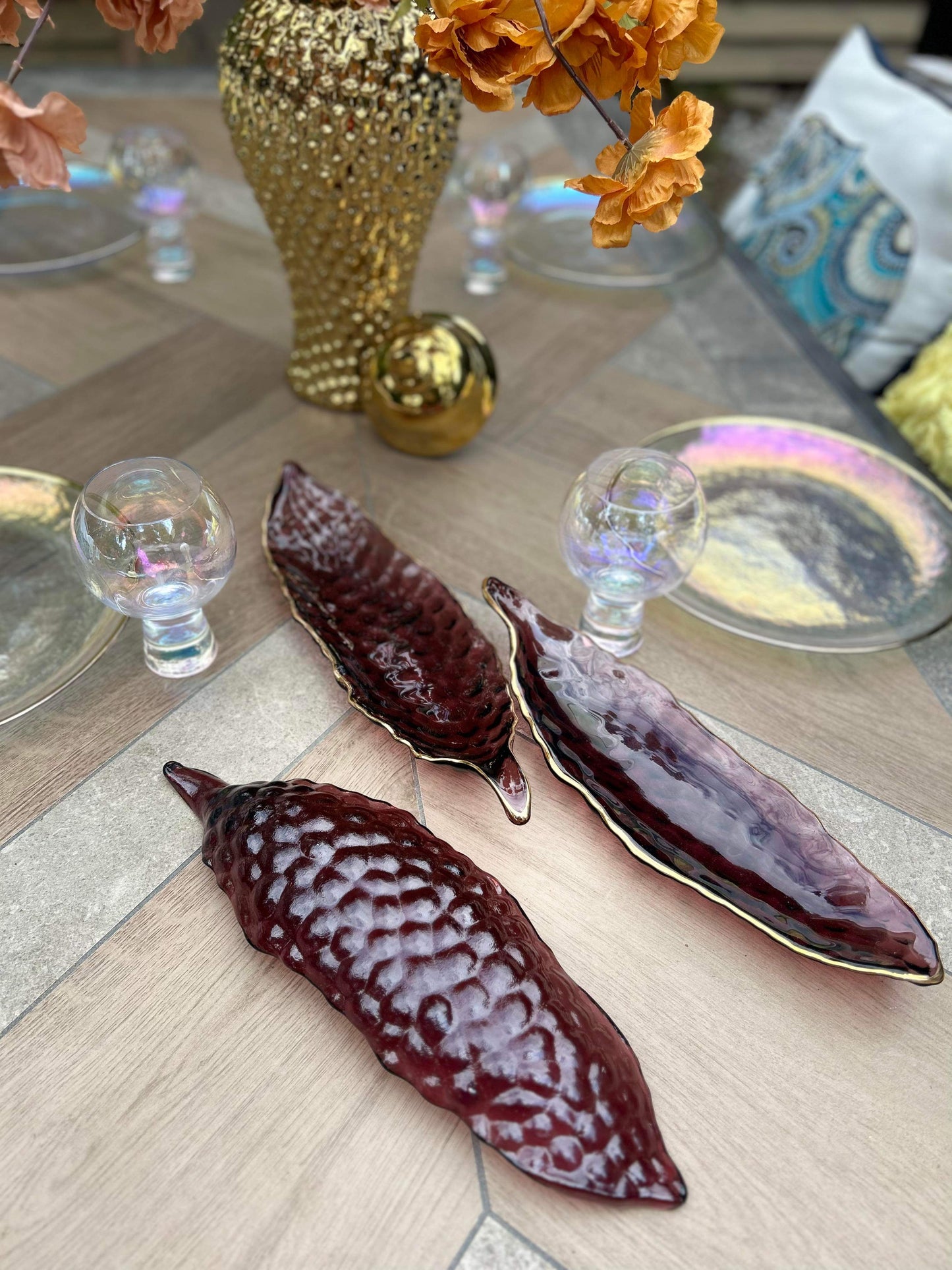 3-Piece Leaf Appetizer Tray Set