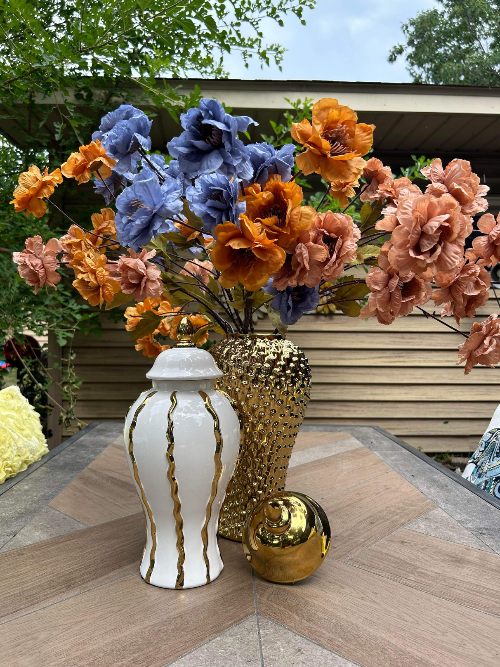 GLAZED WAVES Ceramic Ginger Jar Vase