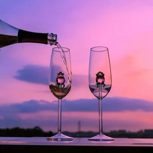 7.4oz, 3D PINK ROSÉ Champagne Flute, Set of 2