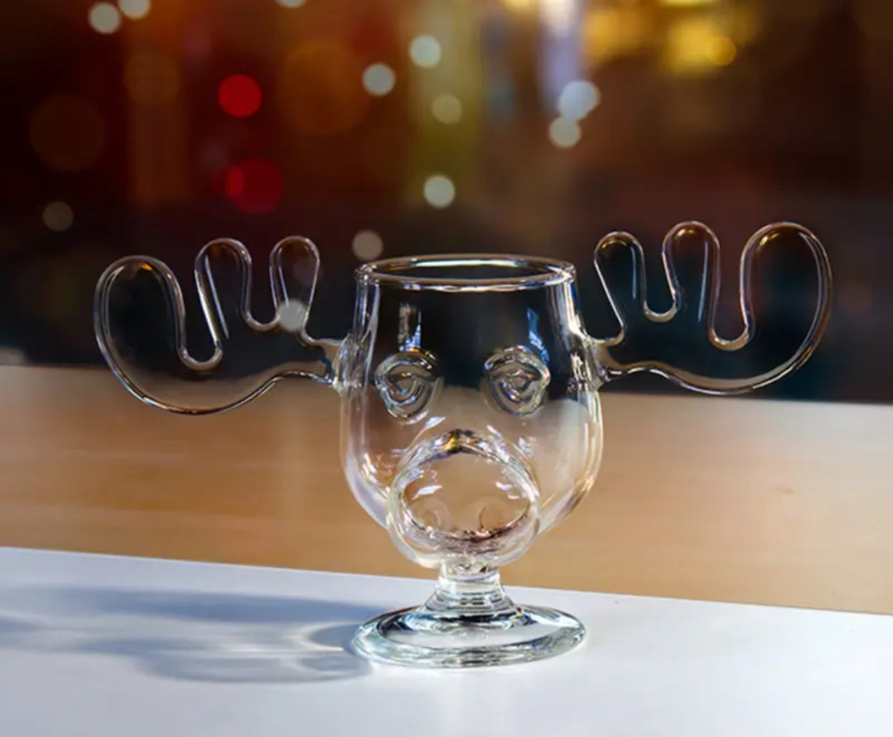 Moose Sculpted Glass Goblet Mug | Christmas Holiday Glassware For Drinks, Ice Cream, Festive Treats | NOT Acrylic, Cup Capacity 240ml/8oz