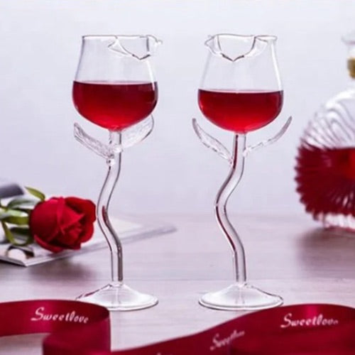 8.2oz OPEN ROSE Crystal Wine Glasses, set of 2