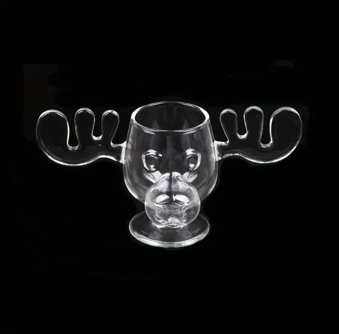 Moose Sculpted Glass Goblet Mug | Christmas Holiday Glassware For Drinks, Ice Cream, Festive Treats | NOT Acrylic, Cup Capacity 240ml/8oz