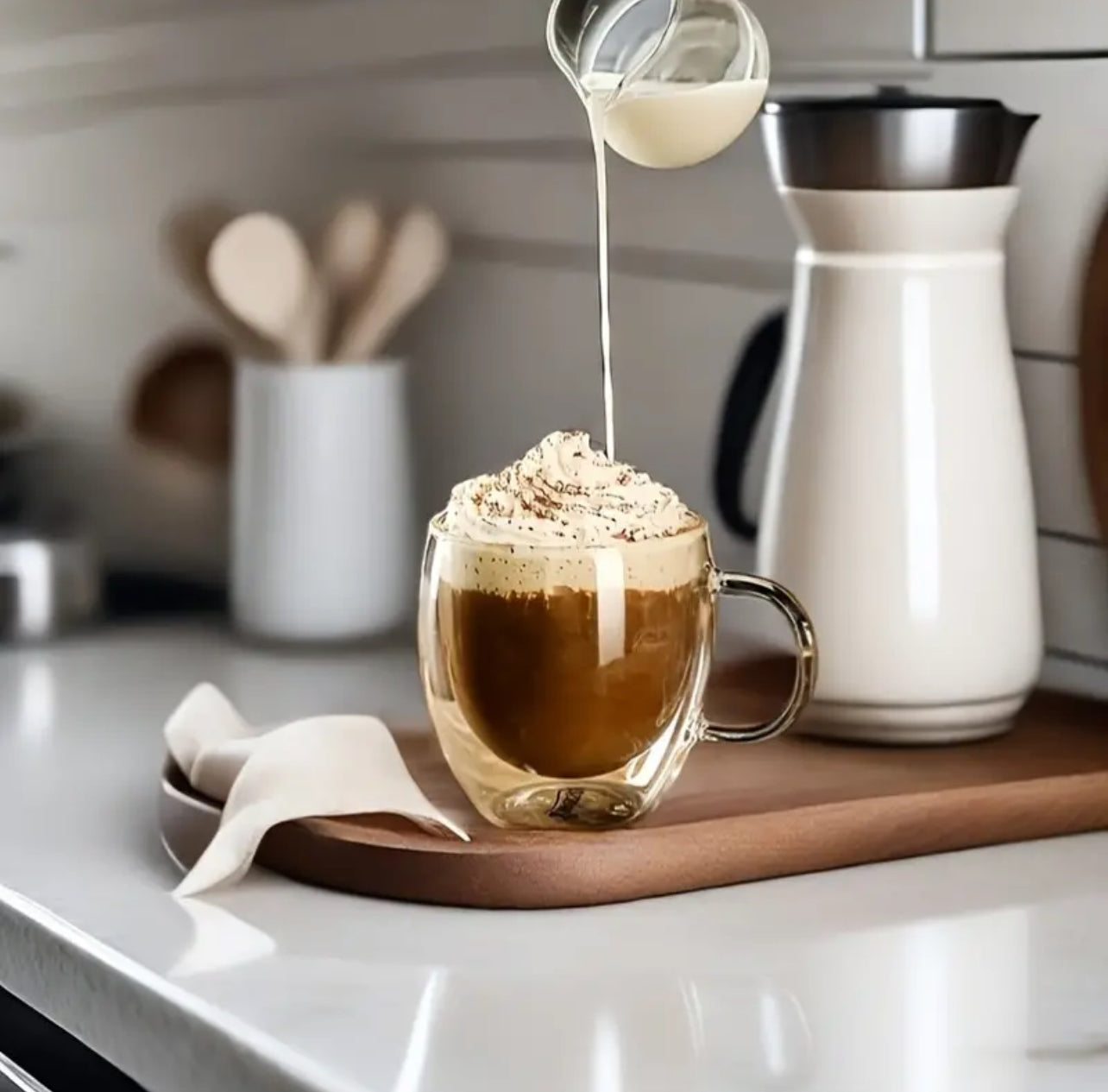 2pc 250ml High Borosilicate Double Wall Insulated Glass Mug Set | Coffee Tea Espresso Beverage