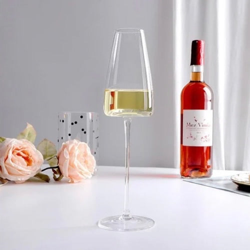 8oz BLACK TIE Elegant Long Stem Crystal Champagne Flute(2)