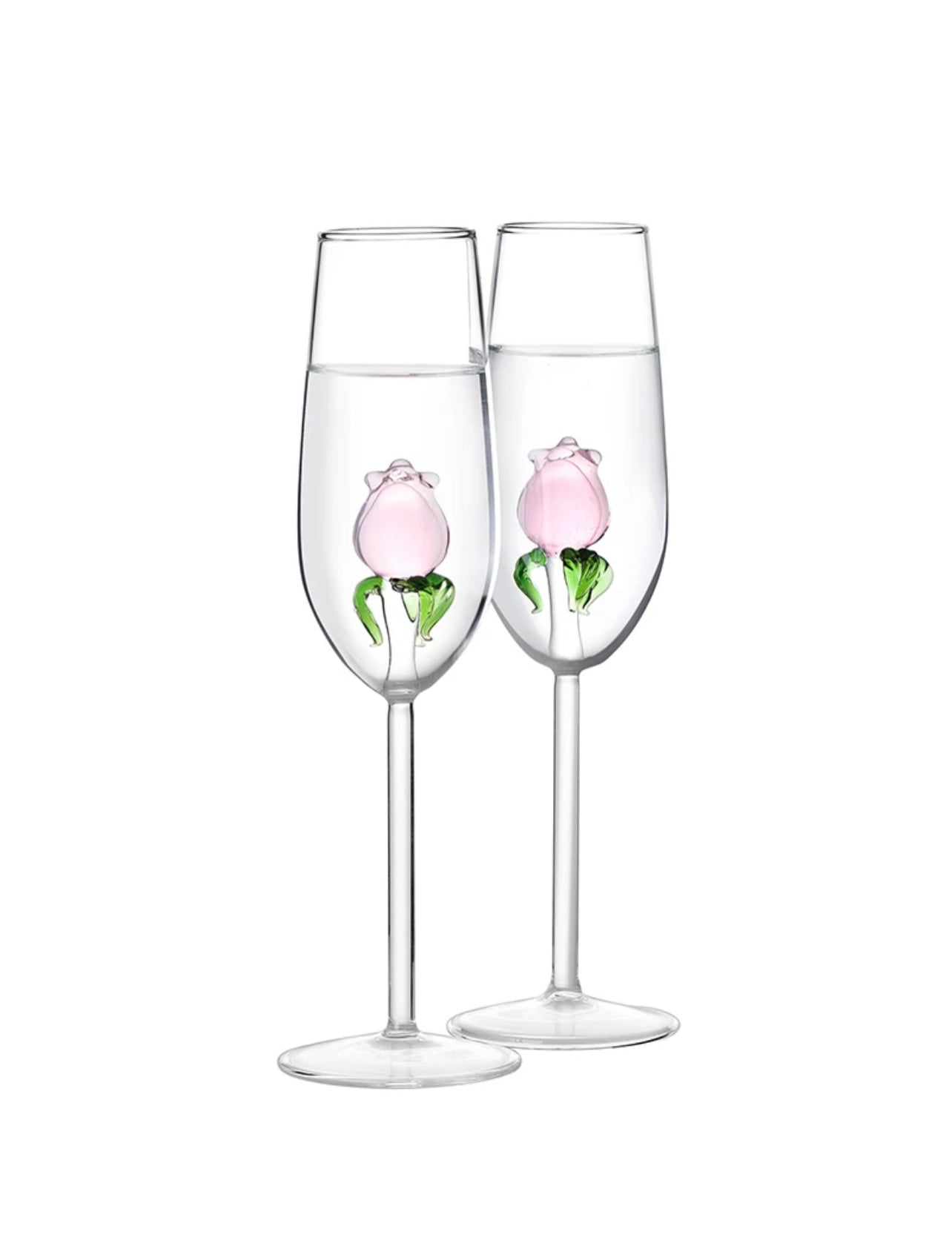 7.4oz, 3D PINK ROSÉ Champagne Flute, Set of 2