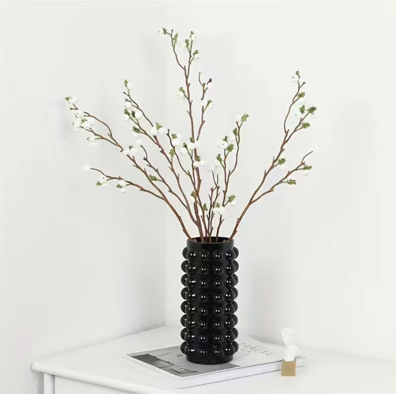 Textured Bumpy Bead Glass Vase