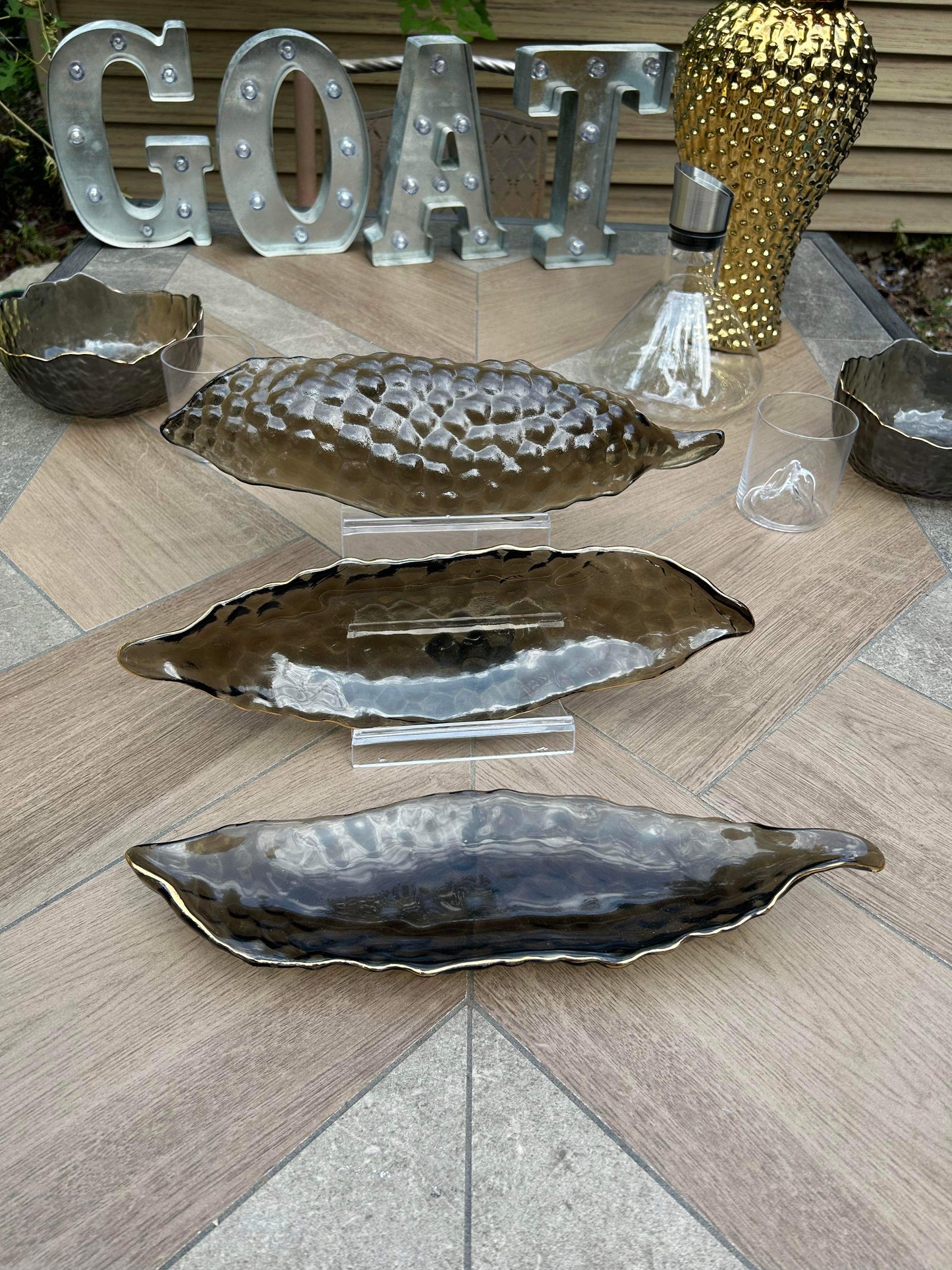 3-Piece Leaf Appetizer Tray Set