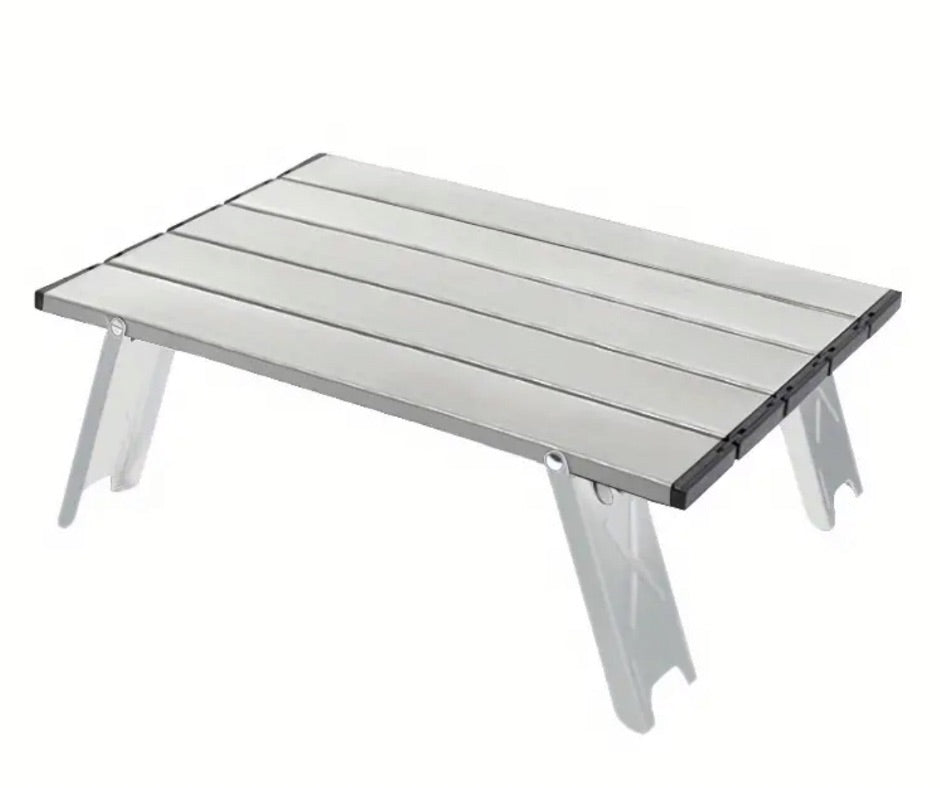 16in Aluminum Alloy Portable Mini Outdoor Table | Lunch, Brunch, or Dinner In The Park, Picnic, Camping, Serving Table, Hibachi Grill Riser Table | Durable, Sleek, Modern, Foldable, Versatile
