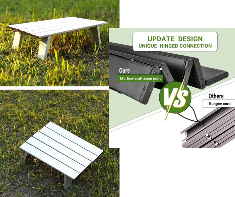 16in Aluminum Alloy Portable Mini Outdoor Table | Lunch, Brunch, or Dinner In The Park, Picnic, Camping, Serving Table, Hibachi Grill Riser Table | Durable, Sleek, Modern, Foldable, Versatile