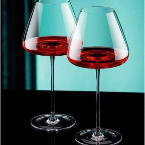 4- glass set, 24oz BLACK TIE Elegant Sexy Long Stem Crystal Wine Goblet