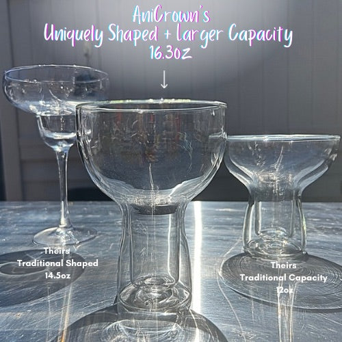 LIMITED EDITION GIFT SETS - 16oz. Margarita Glasses with Glass Straws, Umbrella Markers, and 3-Tier Bar Rimmer Kit