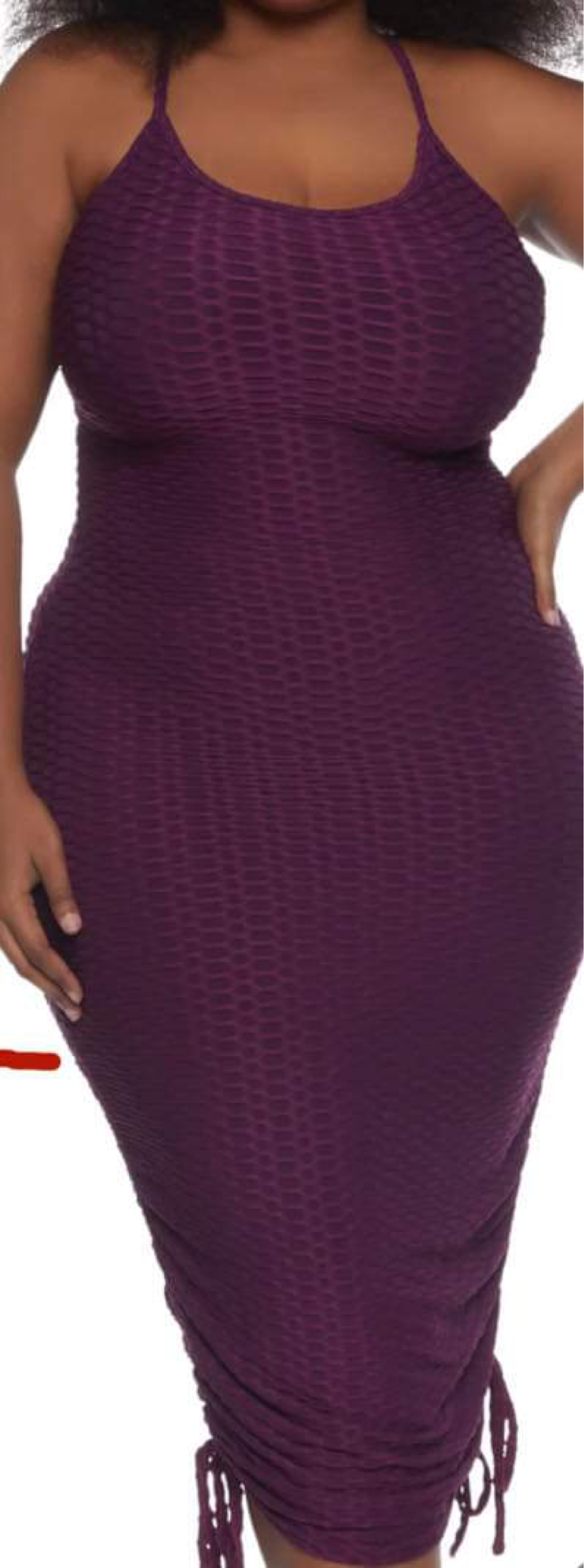 HIDE ME HONEYCOMB Textured Spaghetti String Bodycon Midi Dress