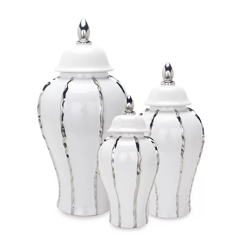 GLAZED WAVES Ceramic Ginger Jar Vase