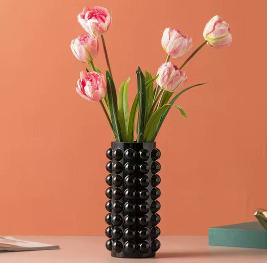 Textured Bumpy Bead Glass Vase