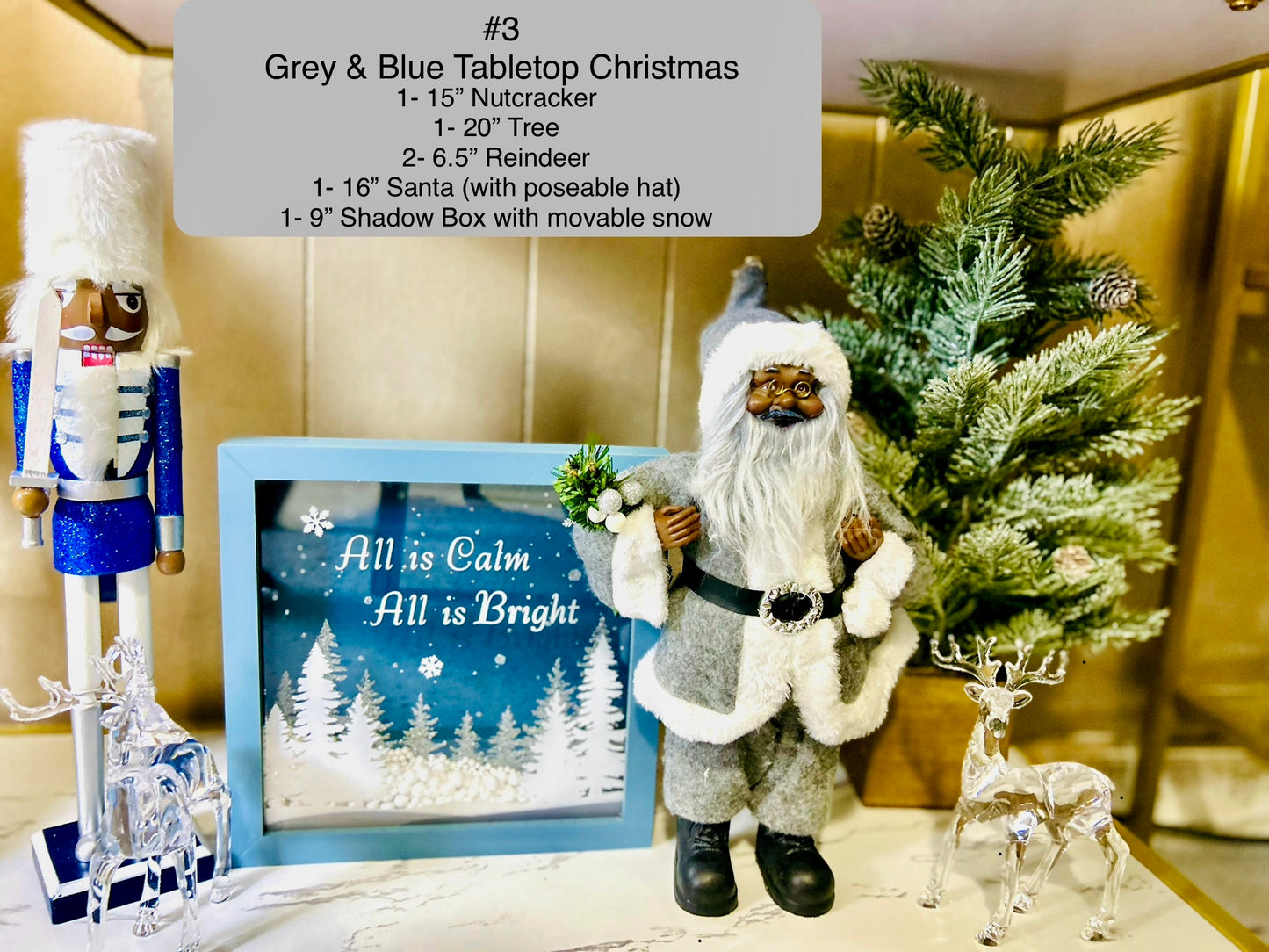 Grey & Blue Tabletop Christmas Set