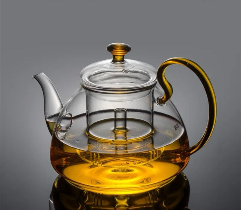 44oz CLASSY Glass Tea Kettle with Detachable Herb Infuser, 3-pcs