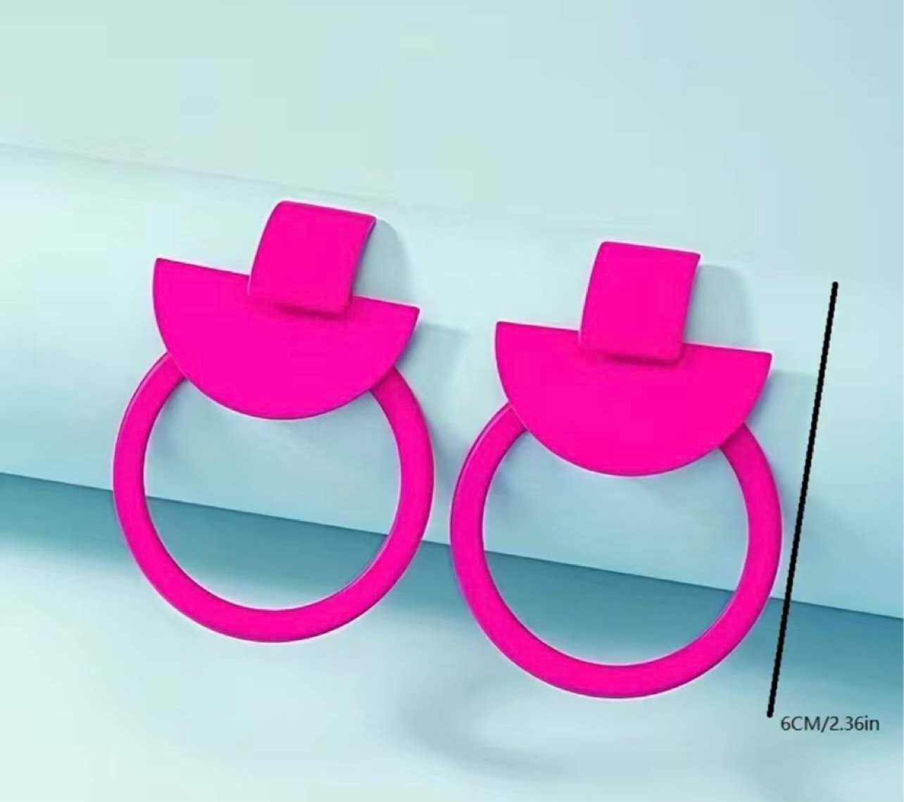 Hot Pink Geometric Earrings