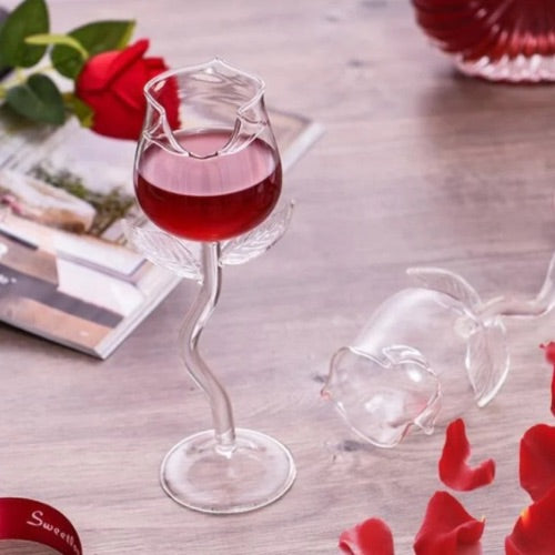 8.2oz OPEN ROSE Crystal Wine Glasses, set of 2