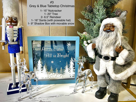 Grey & Blue Tabletop Christmas Set