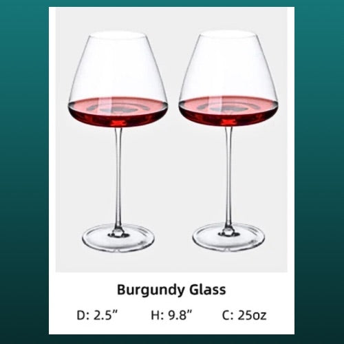 4-piece set, 24oz BLACK TIE Elegant Long Stem Crystal Wine Goblet