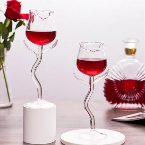 8.2oz OPEN ROSE Crystal Wine Glasses, set of 2