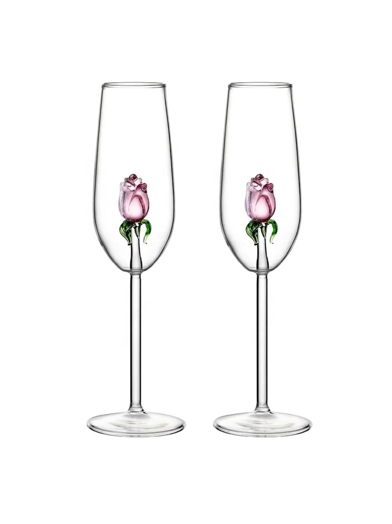 7.4oz, 3D PINK ROSÉ Champagne Flute, Set of 2