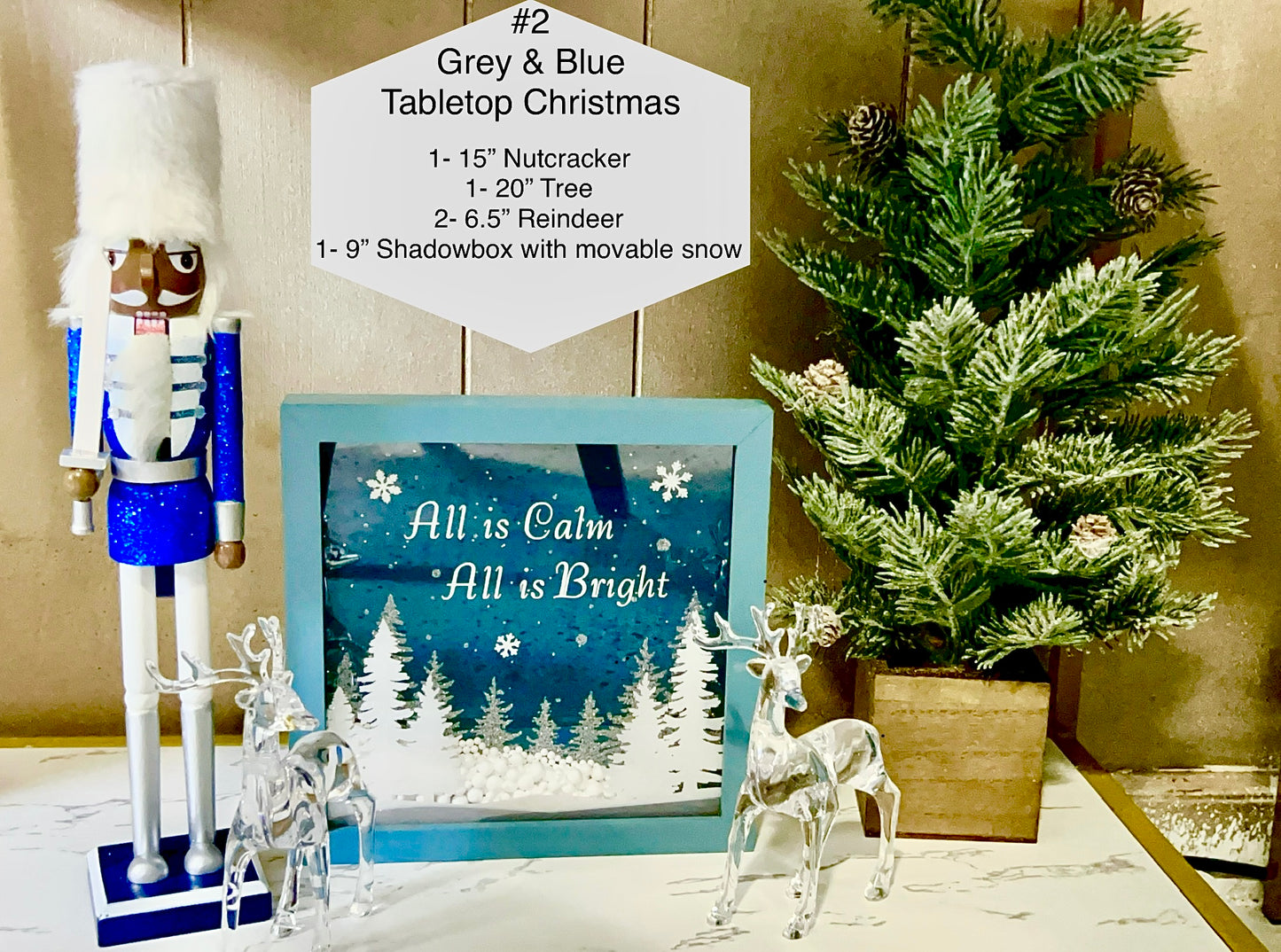 Grey & Blue Tabletop Christmas Set