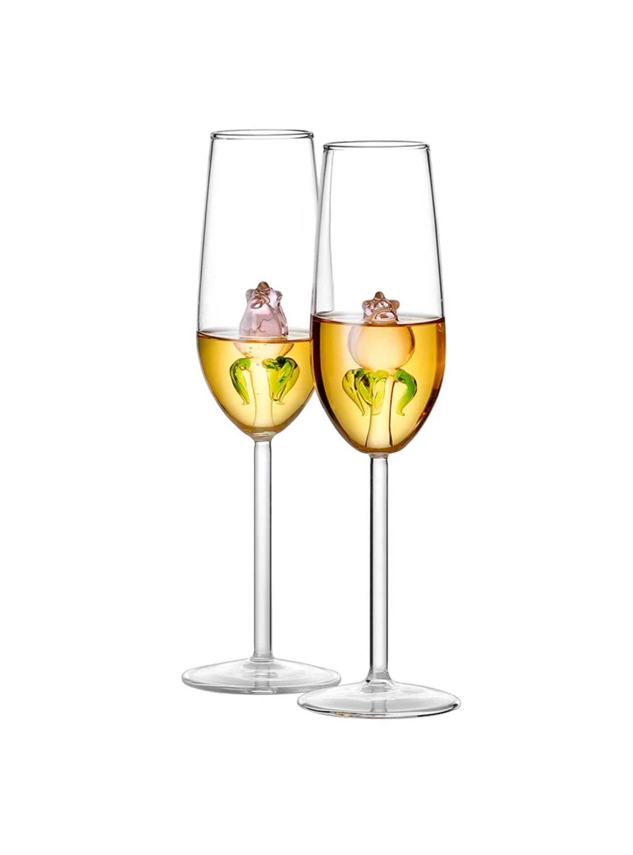7.4oz, 3D PINK ROSÉ Champagne Flute, Set of 2